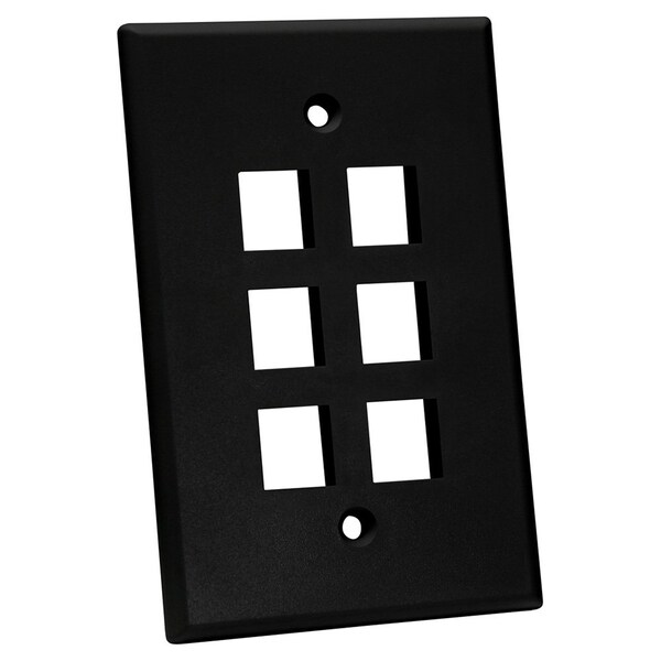 Quest Technology International Oversized Keystone Wall Plate, Single-Gang - 6 Ports, Black NFP-5061 - main